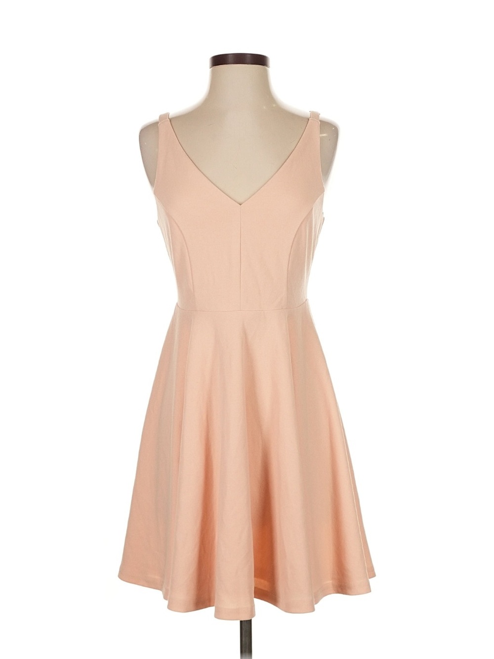 Lulu's Blush Peach V-Neck Fit & Flare Mini Dress